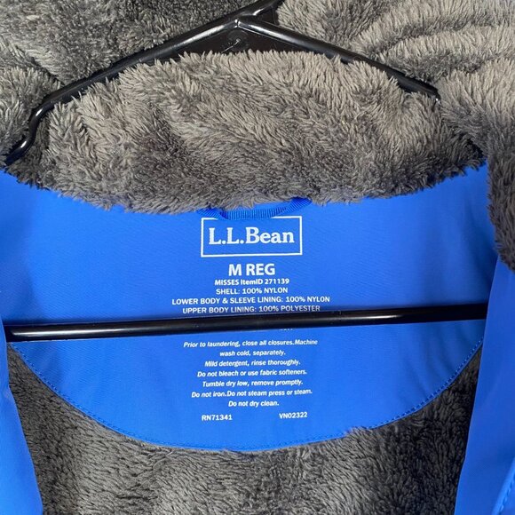 L.L. Bean Blue Hooded Raincoat Jacket Fleece Lined Womens size Medium - Picture 4 of 12